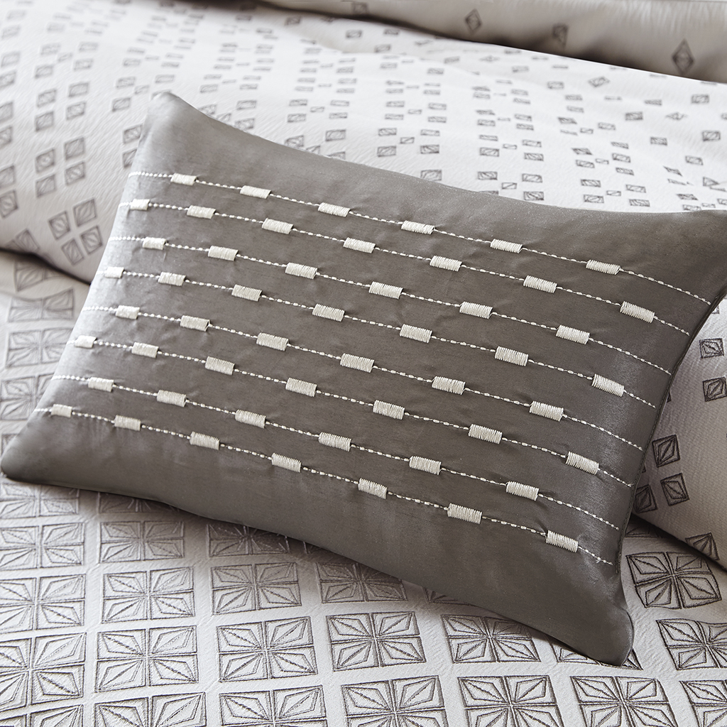 Set Piumino Madison Park Biloxi 7 Pezzi - Re, Blu Navy, Tessuto Jacquard Effetto Paillettes